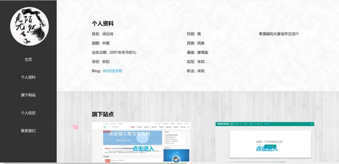 无陌然大气个人资料主页源码分享
