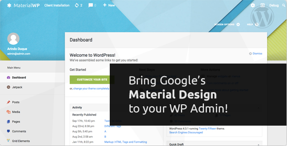 WordPress插件-Material WP V0.0.52汉化版已更新-倾尘SEO 更改WordPress管理界面 Material Design RTL支持