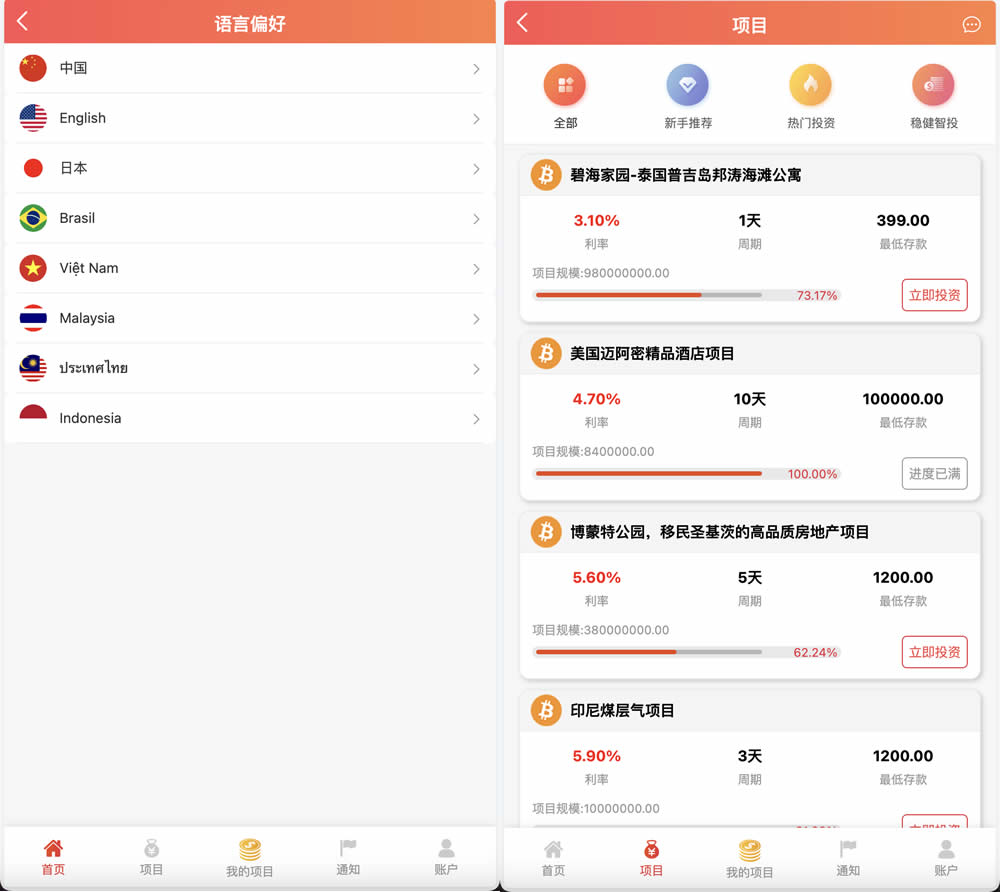 紫禁城多语言海外投资理财源码/海外投资返利源码/前端uniapp纯源码