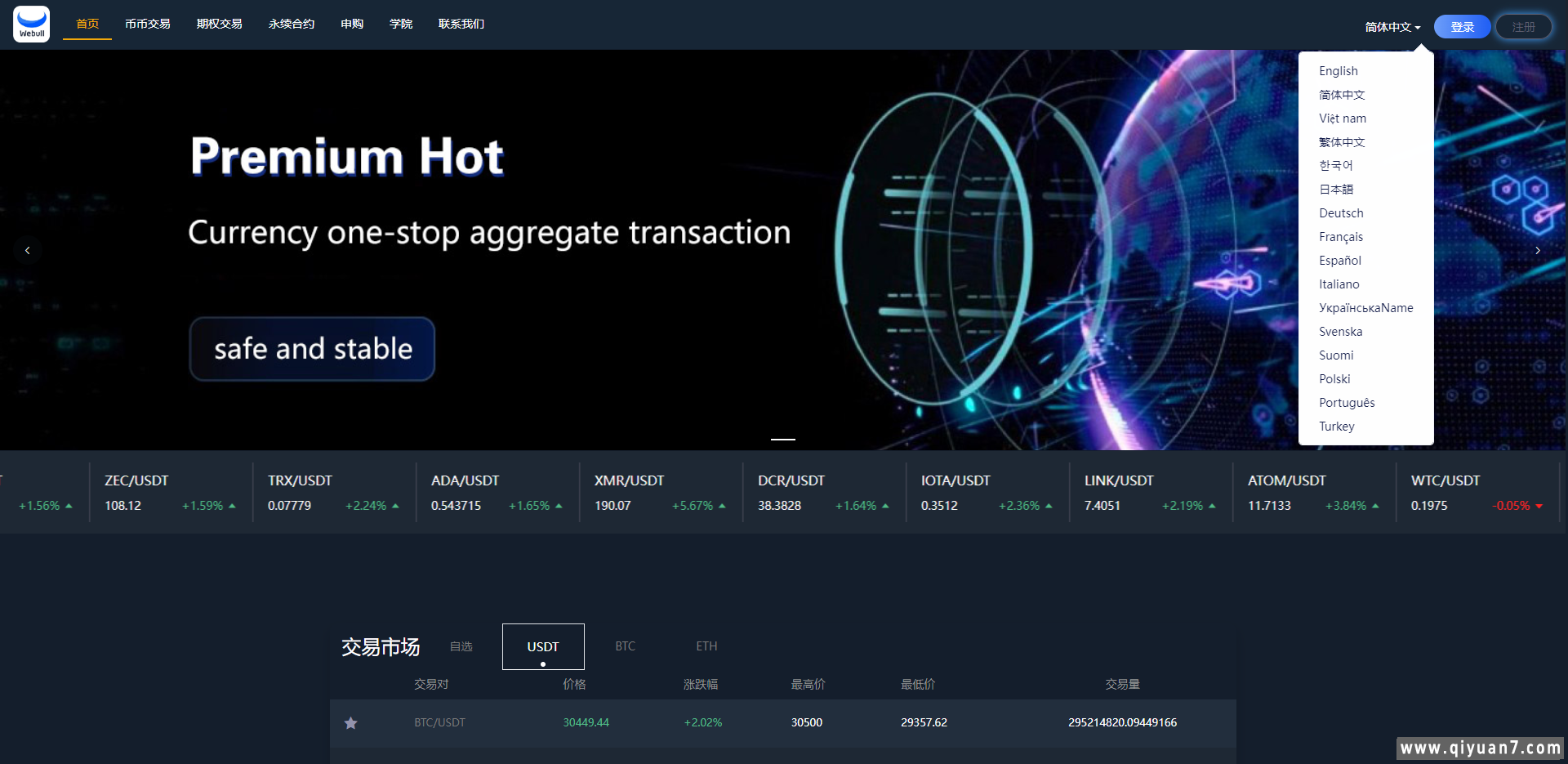 16国多语言区块交易所源码