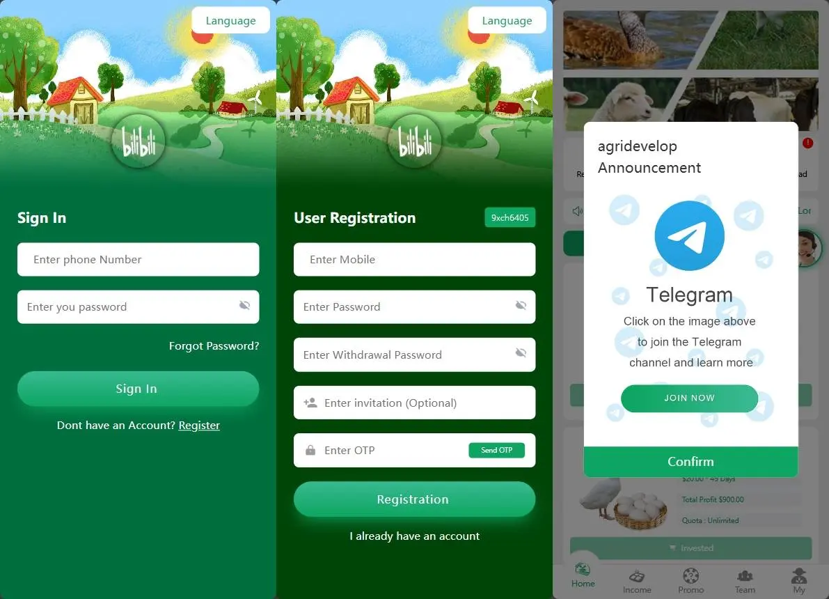 纯英文海外鸡鸭养殖挖矿奶牛基金矿机投资理财源码下载