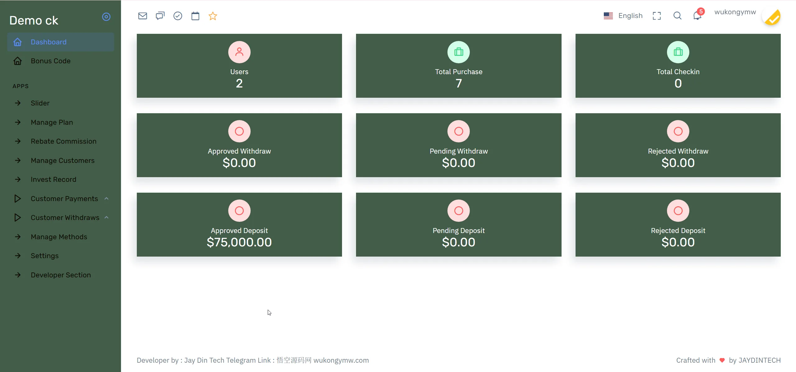 Demo Ck海外农产品投资理财源码下载/前端HTML+后端PHP