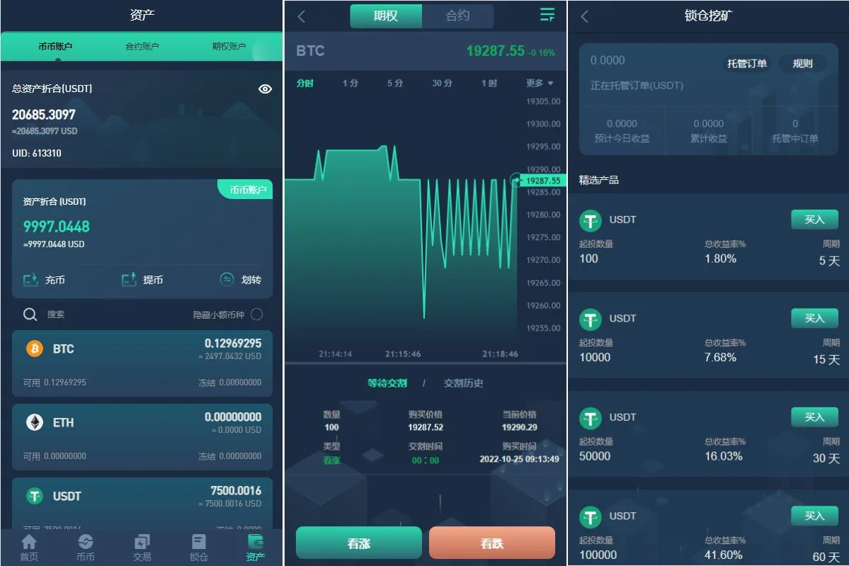 YCoin多语言交易所源码/币币交易/合约交易/期权合约/质押理财/新币认购